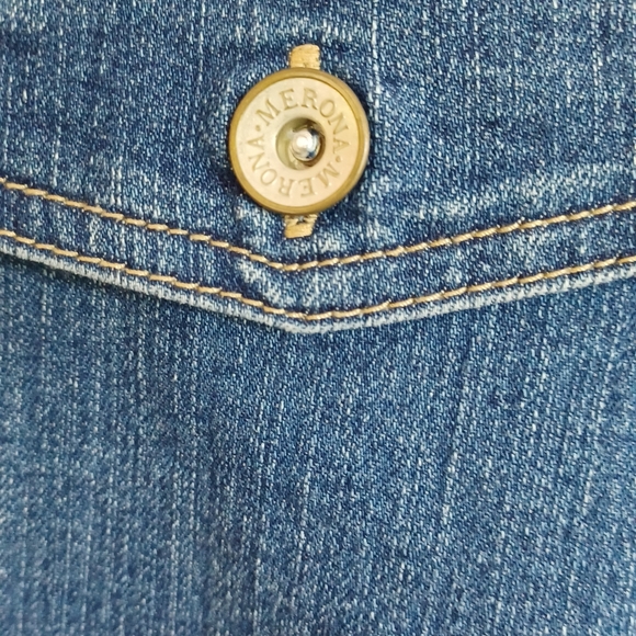 MERONA DENIM SKIRT 8R BACK SLIT RIGHT FRONT POCKET STRETCH MATERIAL - Picture 6 of 6